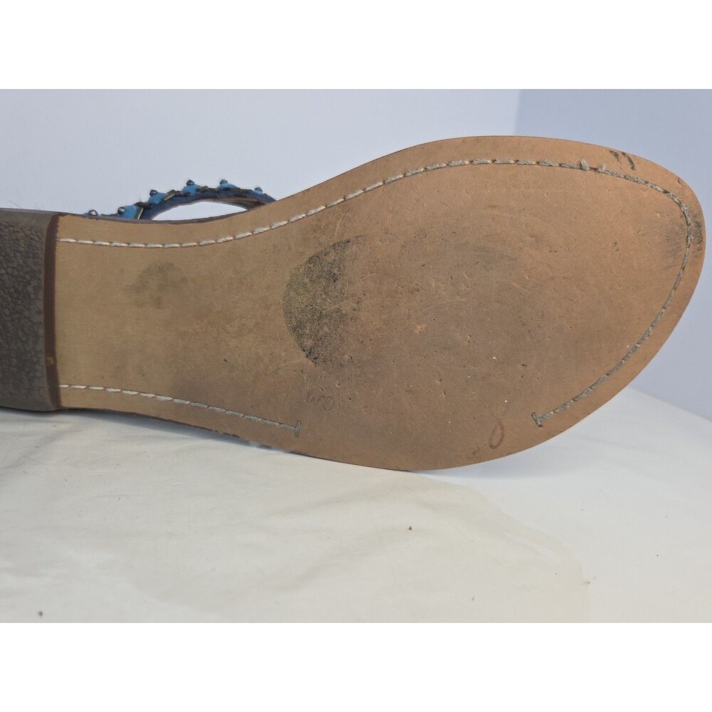Sam Edelman 'GREYSON' Turquoise Studded Blue Leather Sandal Cowhide Backheel 7.5 - Picture 11 of 11